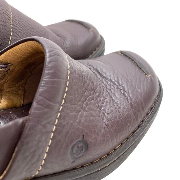 Born Womens Comfort Slip On Clogs Leather Wedge Square Toe Loafers Shoes sz 6 - Picture 4 of 16